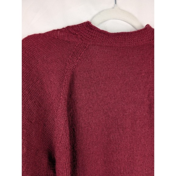 Vtg Womens Wool Cable Knit Cardigan Burgundy V Neck Button Long Sleeve Preppy - Picture 9 of 10